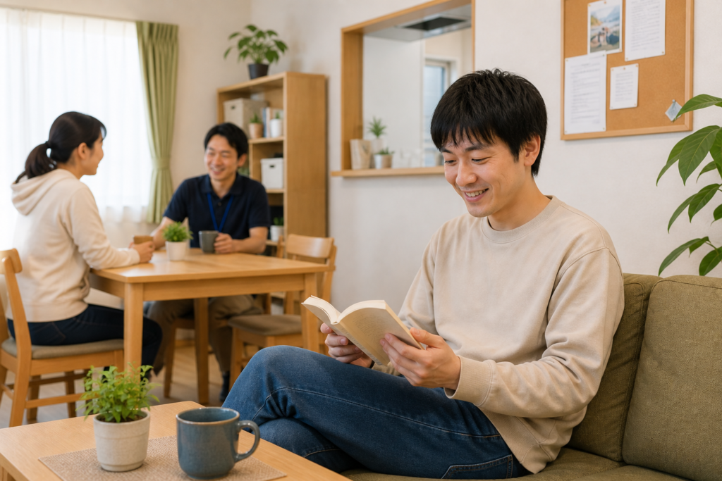 精神障がいのある方と家族が自分に合うグループホームを見学する様子