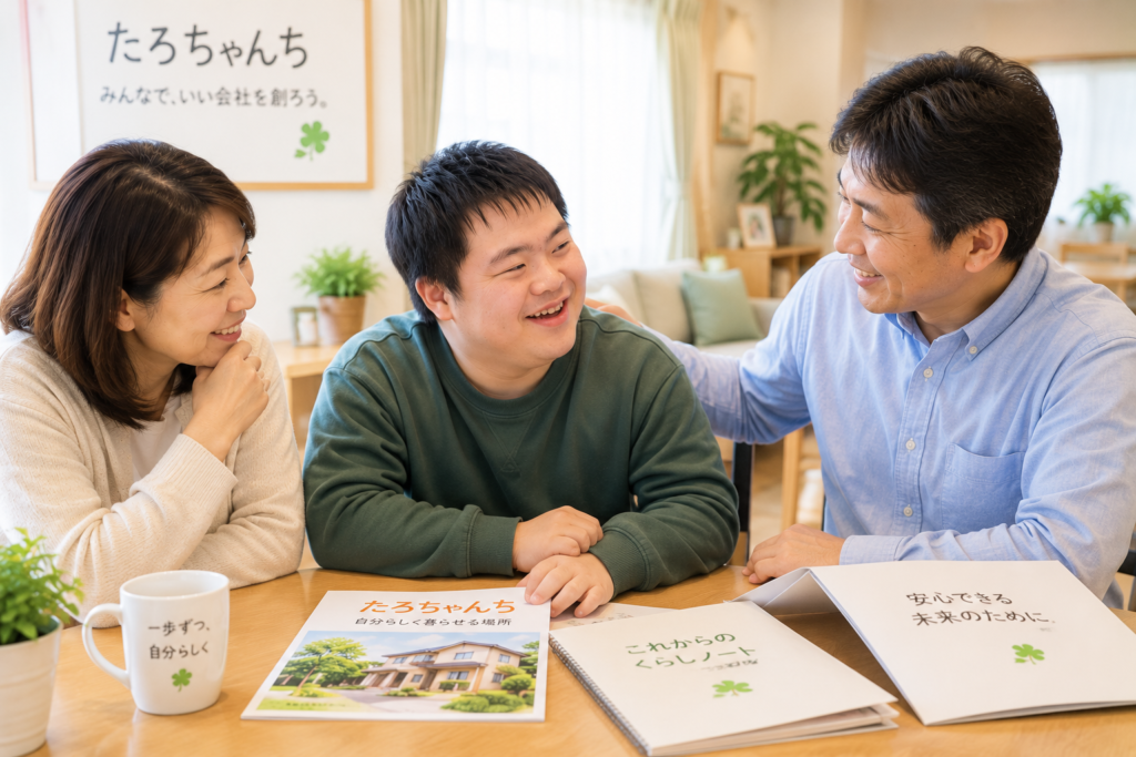 障害年金を活用したグループホームでの将来の暮らしを考える本人と家族