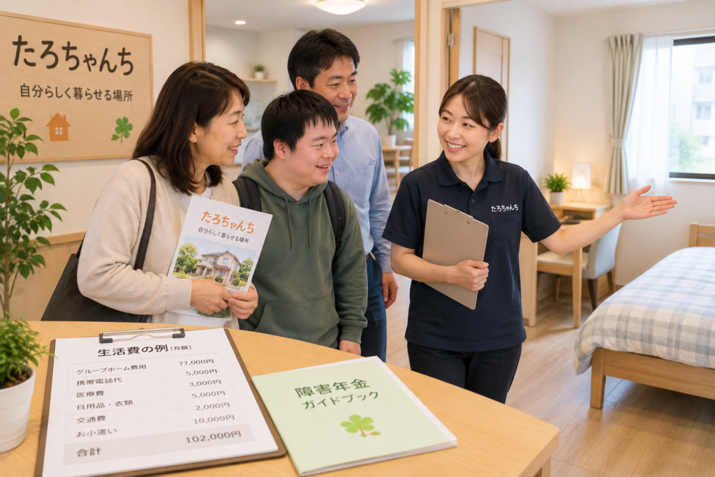障害年金と生活費を確認してグループホームを見学する本人と家族