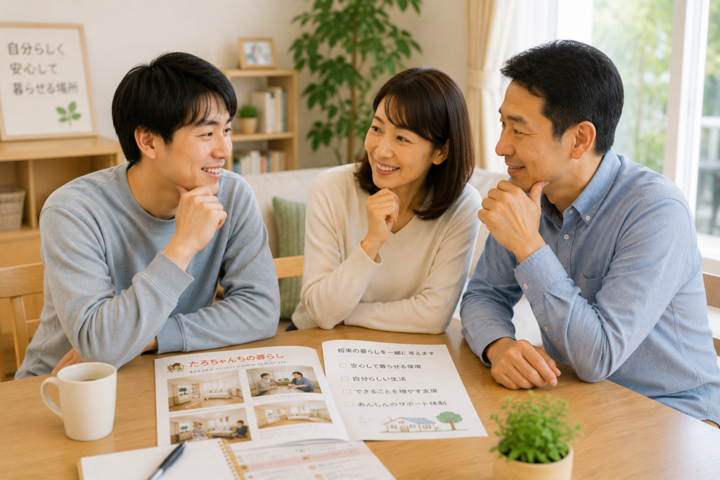 グループホームの体験宿泊を通して将来の暮らしを考える本人と家族