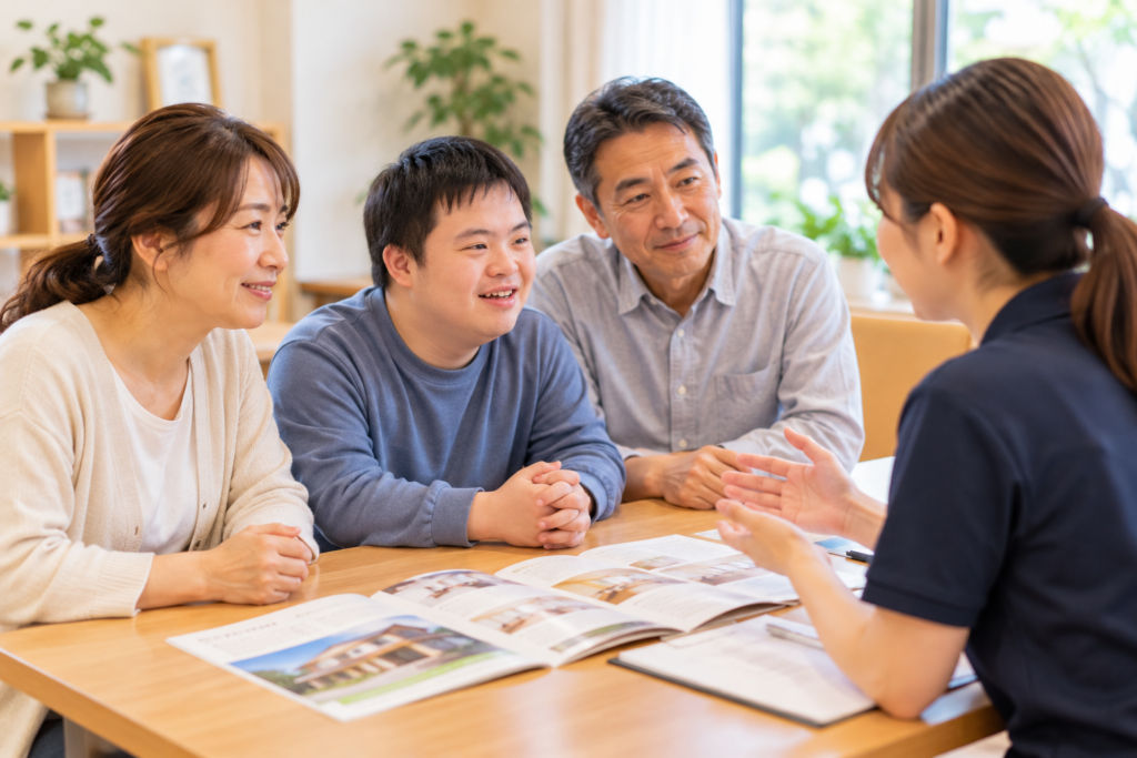 知的障がいのある方のグループホーム入居について名古屋で相談する家族の様子